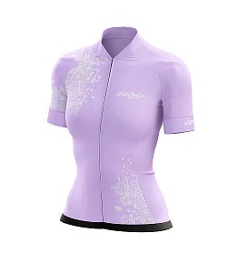 Dámský cyklistický dres FLOWERS LILA s návleky na ruce