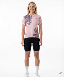 Dámský cyklistický dres Flowers Old Pink s návleky na ruce