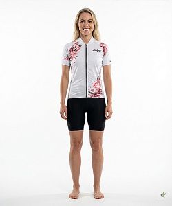 Dámský cyklistický dres Flowers Rose s návleky na ruce