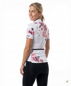 Dámský cyklistický dres Flowers Rose s návleky na ruce
