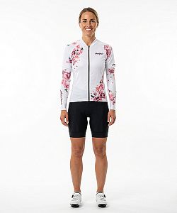 Dámský cyklistický dres Flowers Rose s návleky na ruce