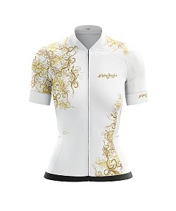 Dámský cyklistický dres Gold bílá s návleky na ruce