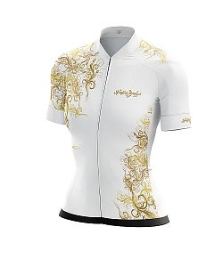 Dámský cyklistický dres Gold bílá s návleky na ruce