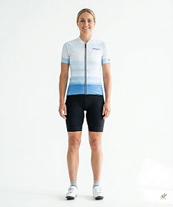 Dámský cyklistický dres STRIPS BLUE SKY s návleky na ruce