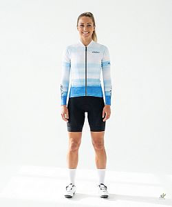 Dámský cyklistický dres STRIPS BLUE SKY s návleky na ruce
