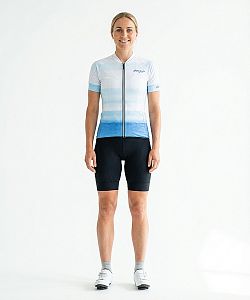 Dámský cyklistický dres STRIPS BLUE SKY s návleky na ruce