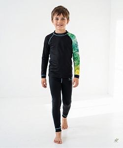 Dětské funkční triko dlouhý rukáv CHAMELEON černá Bamboo Thermo