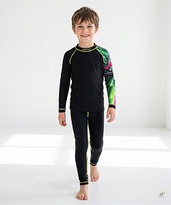 Dětské funkční triko dlouhý rukáv T-REX černá Bamboo Thermo