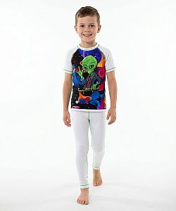 Dětské funkční triko krátký rukáv ALIEN bílá Bamboo Light New