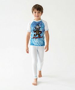 Dětské funkční triko krátký rukáv ROBOT bílá Bamboo Light New