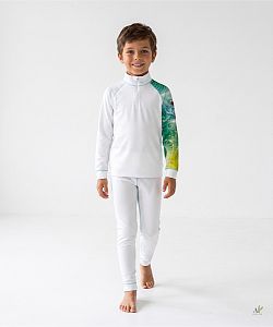 Dětské funkční triko se zipem CHAMELEON bílá Bamboo Thermo