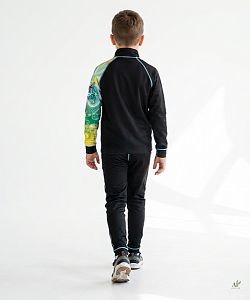 Dětské funkční triko se zipem CHAMELEON černá Bamboo Thermo