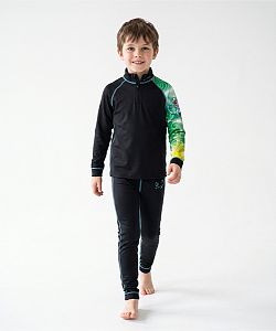 Dětské funkční triko se zipem CHAMELEON černá Bamboo Thermo