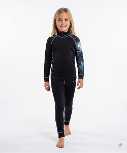Dětské funkční triko se zipem EMILY černá Bamboo Thermo