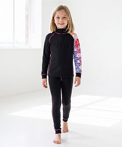 Dětské funkční triko se zipem HAWAII Kids černá Bamboo Thermo