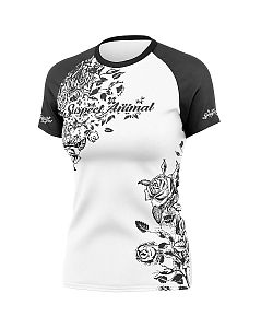 Funkční dámské sportovní volné triko Flowers bílá