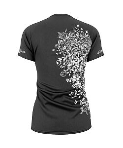 Funkční dámské sportovní volné triko Flowers černá