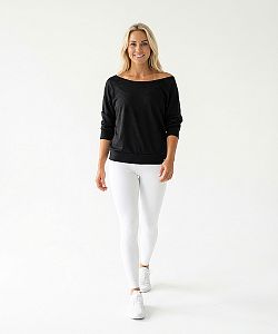 Funkční sportovní volné triko raglán 3/4 rukáv Yoga černá Supplex