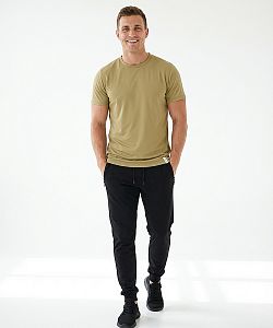 Pánské funkční tričko BASIC krátký rukáv khaki Bamboo Technical