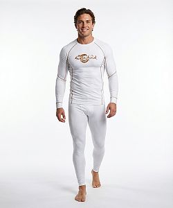 Pánské funkční triko dlouhý rukáv bílá/rezavá Bamboo Ultra