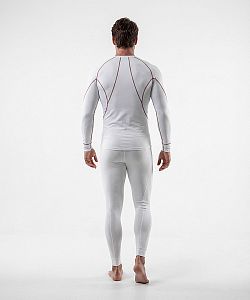 Pánské funkční triko dlouhý rukáv bílá/rezavá Bamboo Ultra