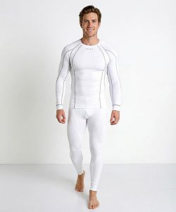 Pánské funkční triko dlouhý rukáv bílá/šedá Bamboo Thermo
