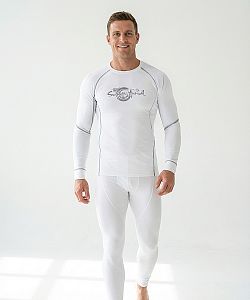 Pánské funkční triko dlouhý rukáv bílá/šedá Bamboo Ultra