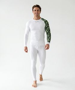 Pánské funkční triko dlouhý rukáv CAMO bílá Bamboo Thermo