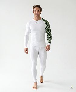 Pánské funkční triko dlouhý rukáv CAMO bílá BambooHeavy