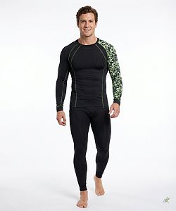 Pánské funkční triko dlouhý rukáv CAMO černá Bamboo Thermo