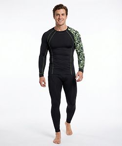 Pánské funkční triko dlouhý rukáv CAMO černá Bamboo Thermo