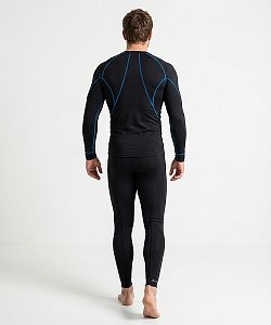 Pánské funkční triko dlouhý rukáv černá/modrá Bamboo Ultra