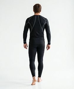 Pánské funkční triko dlouhý rukáv černá/šedá Bamboo Ultra