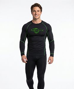 Pánské funkční triko dlouhý rukáv černá/zelená Bamboo Ultra