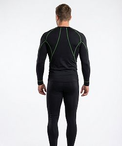 Pánské funkční triko dlouhý rukáv černá/zelená Bamboo Ultra