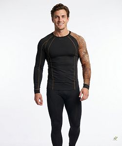 Pánské funkční triko dlouhý rukáv CROCODILE MAN černá Bamboo Thermo