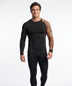 Pánské funkční triko dlouhý rukáv CROCODILE MAN černá Bamboo Thermo