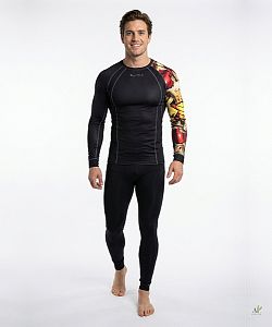 Pánské funkční triko dlouhý rukáv IRON MAN černá Bamboo Thermo