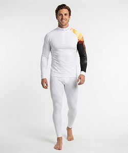 Pánské funkční triko dlouhý rukáv se zipem ADVENTURE bílá Bamboo Thermo
