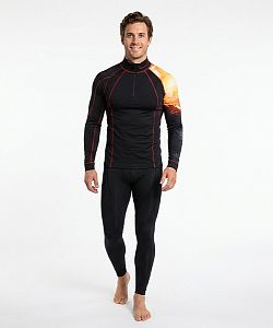 Pánské funkční triko dlouhý rukáv se zipem ADVENTURE černá Bamboo Thermo