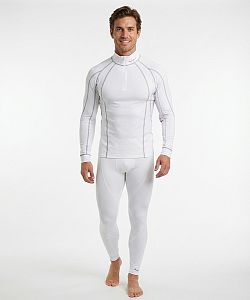 Pánské funkční triko dlouhý rukáv se zipem bílá/šedá Bamboo Thermo