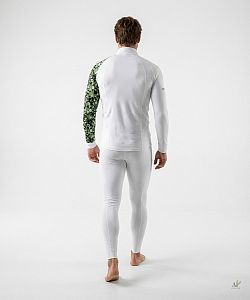 Pánské funkční triko dlouhý rukáv se zipem CAMO bílá Bamboo Thermo
