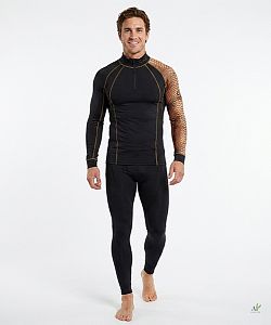Pánské funkční triko dlouhý rukáv se zipem CROCODILE MAN černá Bamboo Thermo