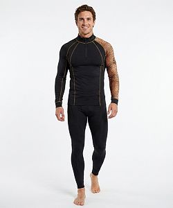 Pánské funkční triko dlouhý rukáv se zipem CROCODILE MAN černá Bamboo Thermo