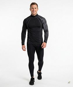 Pánské funkční triko dlouhý rukáv se zipem CYCLE černá Bamboo Thermo