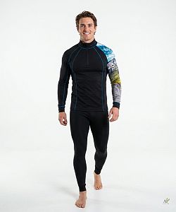 Pánské funkční triko dlouhý rukáv se zipem HIGHLANDER černá Bamboo Thermo