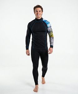 Pánské funkční triko dlouhý rukáv se zipem HIGHLANDER černá Bamboo Thermo
