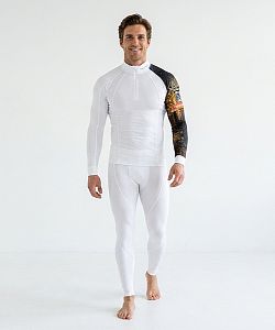 Pánské funkční triko dlouhý rukáv se zipem HUNTER bílá Bamboo Thermo