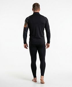 Pánské funkční triko dlouhý rukáv se zipem HUNTER černá Bamboo Thermo