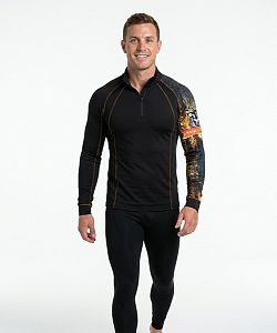 Pánské funkční triko dlouhý rukáv se zipem HUNTER černá Bamboo Thermo
